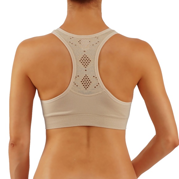 Scoopneck push up sports bra Racerback khaki - Picture 3 of 3